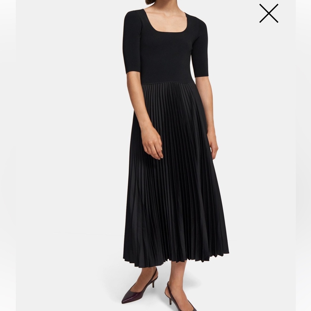 THEORY
Ribbed-knit and pleated satin-crepe midi dress